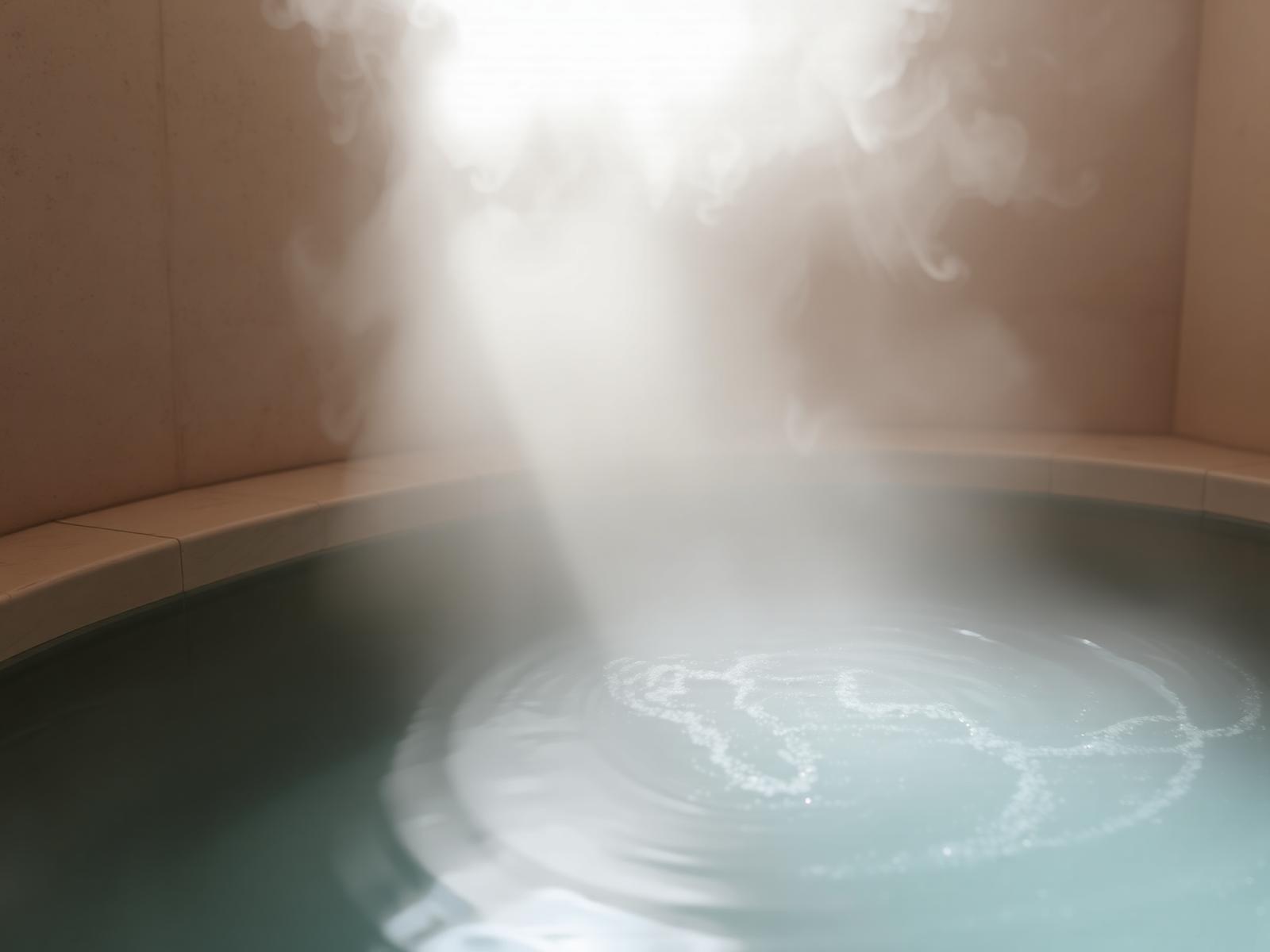 Eau et vapeur dans un bassin de pierre